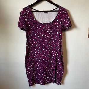 Purple leopard print jersey dress, XL